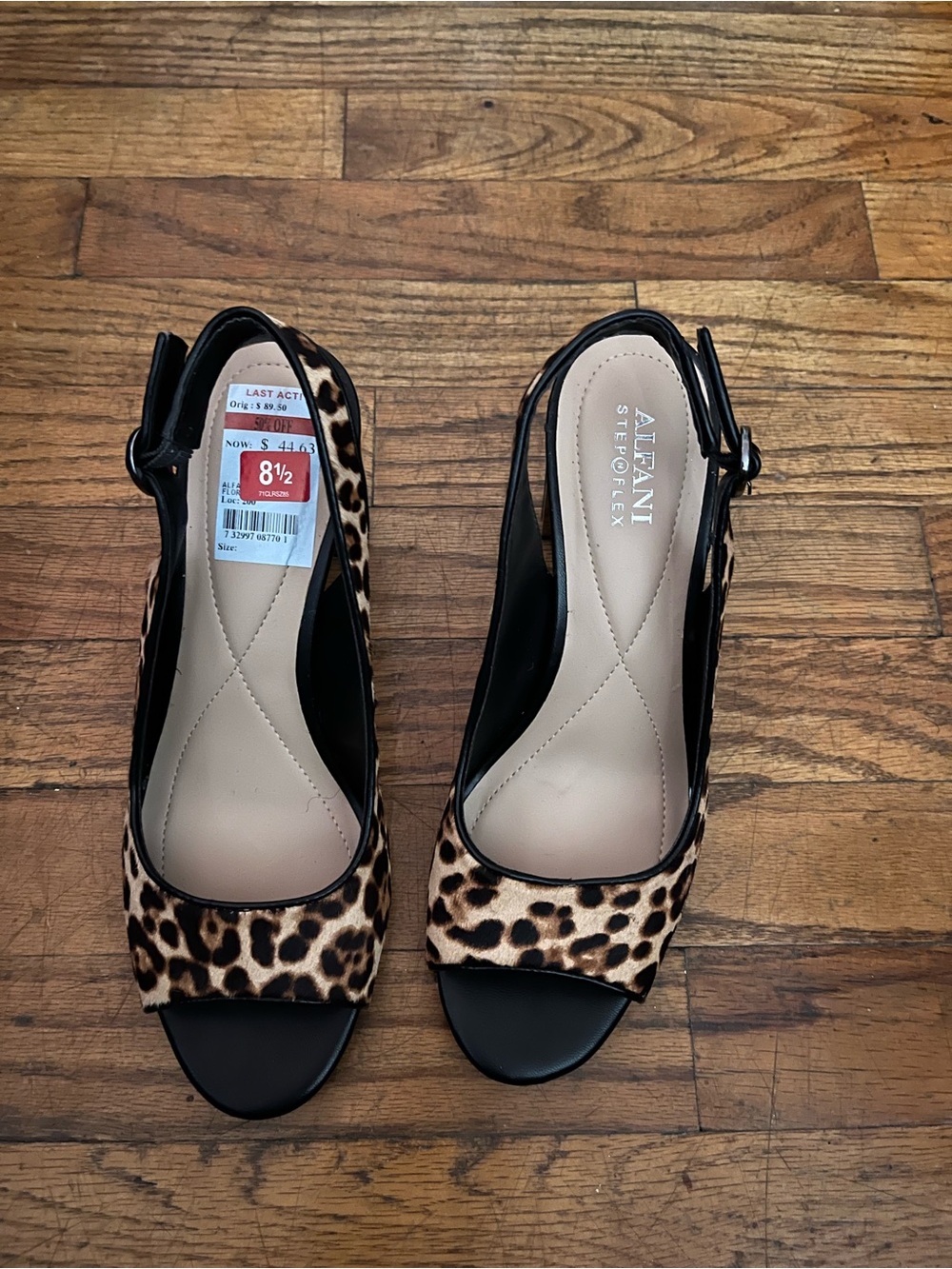 Alfani Leopard-Print Slingback Heels in Black and Brown